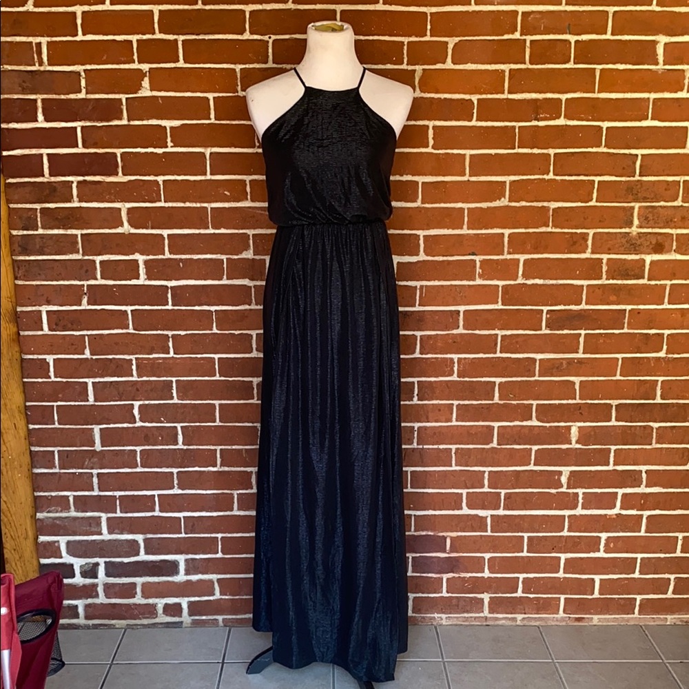 NWOT Elegant Black Halter Maxi Dress